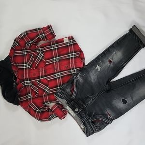 OSHKOSH jeans size 2T with Art Class hooded button up size 2T